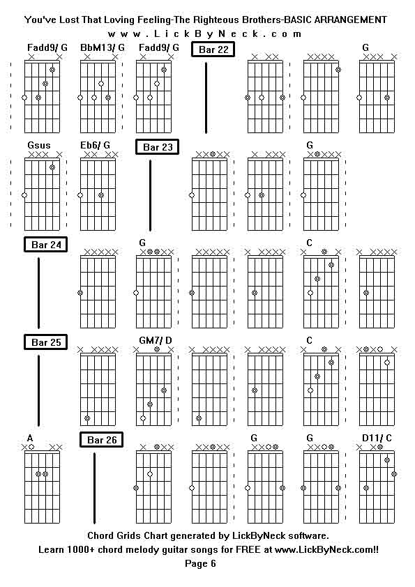 Chord Grids Chart of chord melody fingerstyle guitar song-You've Lost That Loving Feeling-The Righteous Brothers-BASIC ARRANGEMENT,generated by LickByNeck software.